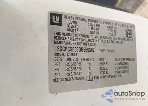 2013 Chevrolet Silverado 1500 Lt from USA, damaged, VIN 3GCPCSE08DG250307